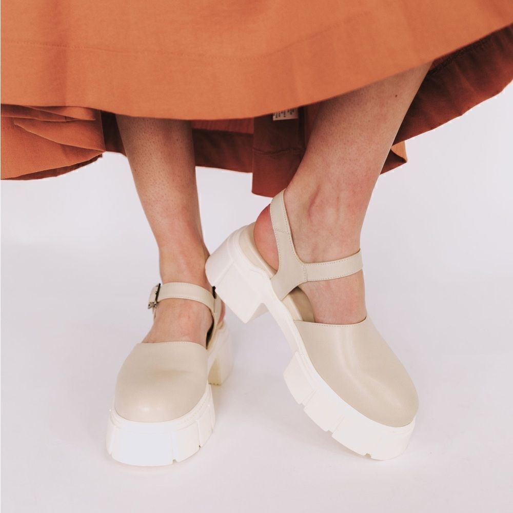 NWOT Free People Shoes Milan Mary Jane Platform Pump Size 37 Beige Cream - Picture 5 of 10